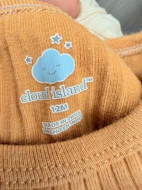 Cloud Island Baby 3pk Long Sleeve Ribbed Bodysuits Mustard/Tan/White Bird Print